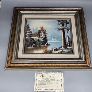 Richard Shelton Oil on Canvas Scenic Winter Landscape, Certified original oil